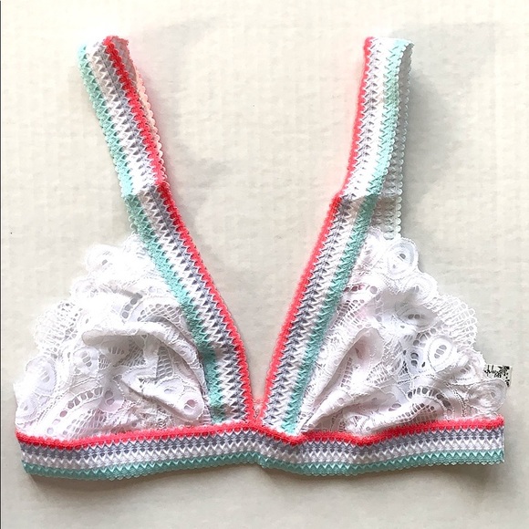 Free People Mika Lace Optic White Combo Bralette M - Picture 2 of 7